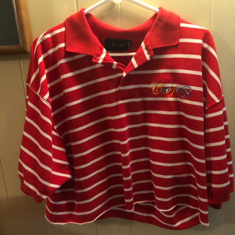 red striped Coogi shirt
